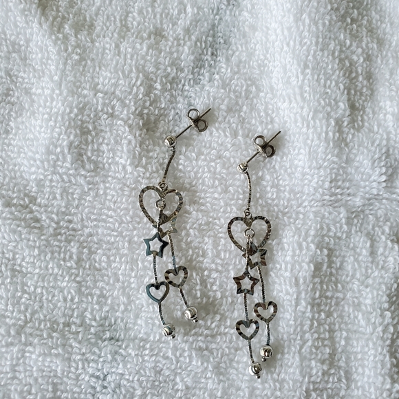 10k white solid gold earrings - Picture 2 of 2